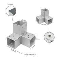 Connettore angolare per 3 travi