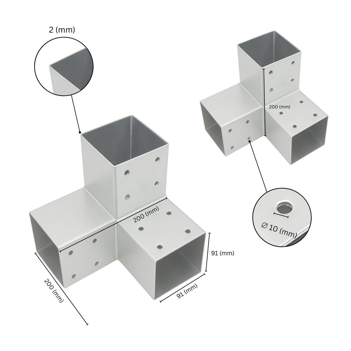 Connettore angolare per 3 travi