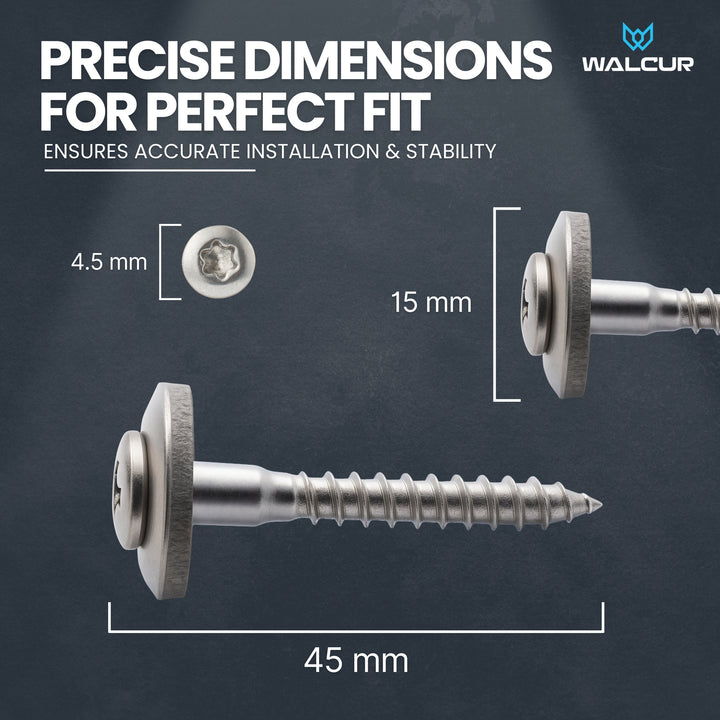 Plumber screw with labeled dimension.