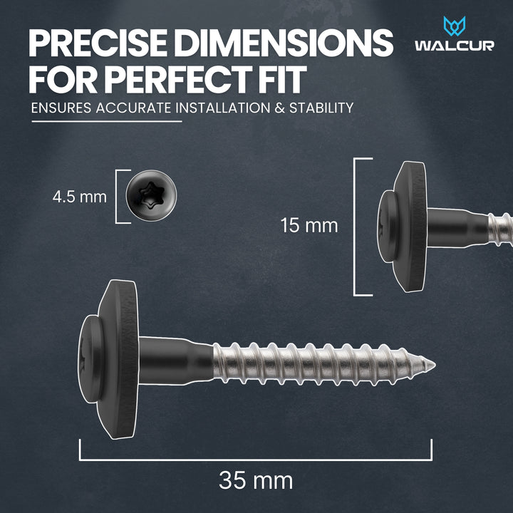 Plumber screw with labeled dimension.