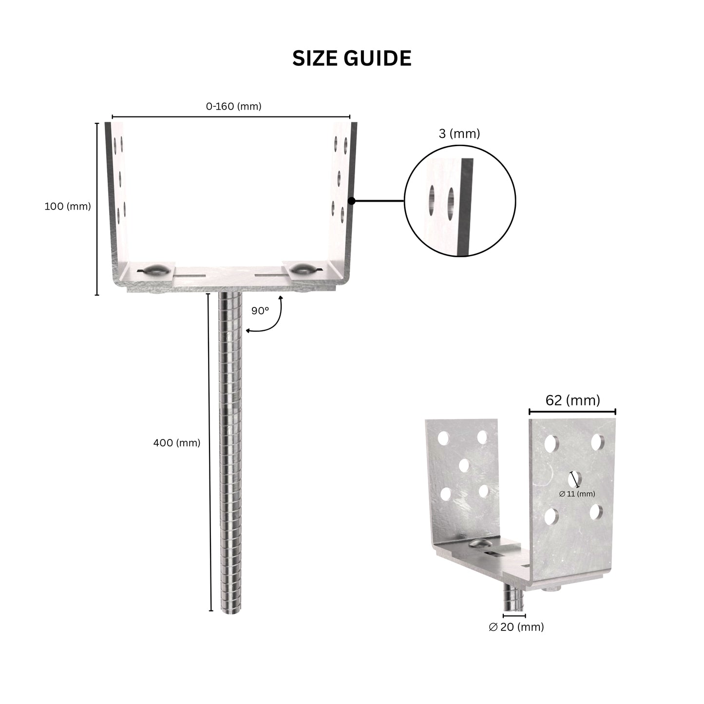 Adjustable Width U Post Support with TMT Rod