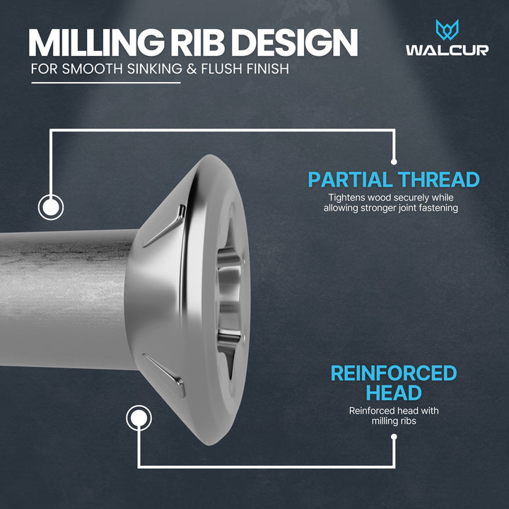 Terrace screw with partial thread