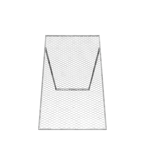 Garden sieve with wire mesh frame.